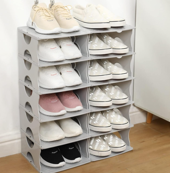 6-Tier Stackable Shoe Rack With Adjustable Shelf Angles