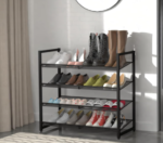 4-Tier Shoe Rack With Adjustable Flat Or Tilted Shelves