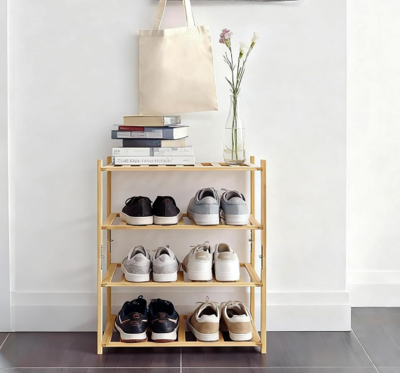 27 4-Tier Compact Multifunctional Bamboo Shoe Rack - Image 1