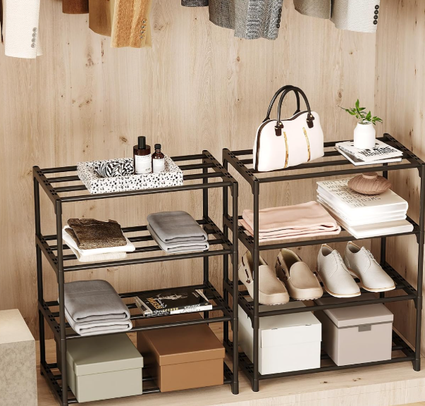 28 3-Tier Stackable Narrow Metal Shoe Rack for Kids - Image 1