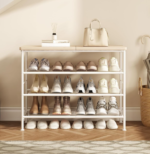 4-Tier Freestanding Metal Shoe Rack with Top Shelf - Image 2