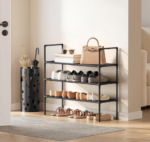 3-Tier Narrow Metal Frame Shoe Rack With Non-Woven Fabric Shelves
