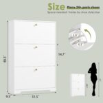 Narrow Minimalist Modern Shoe Cabinet with 3 Tilt-Out Compartments - Image 2