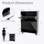 2-Tier Shoe Cabinet with Tilt-Out Compartments and Black Striped Panels - Image 2