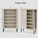 6-Tier Wooden Shoe Cabinet with Sliding Doors and Adjustable Shelves - Image 2