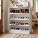 5-Tier Modern Wooden Display Shoe Cabinet with Adjustable Shelves