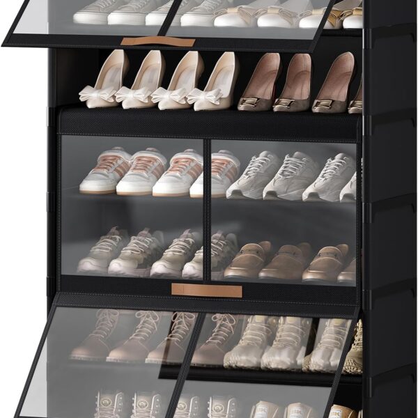 7-Tier Shoe Cabinet with Transparent Doors and Adjustable Shelves