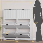 Tall Narrow 6-Tier Shoe Cabinet with Adjustable Tilt-Out Compartments - Image 2