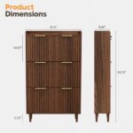 Hidden 3-Tier Shoe Cabinet with Tilt-Out Compartments and Striped Panels - Image 2