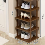 5-Tier Tall And Narrow Bamboo Stackable Shoe Rack - Image 2