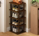 5-Tier Tall And Narrow Bamboo Stackable Shoe Rack