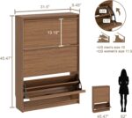 Narrow 3-Tier Shoe Cabinet with Adjustable Tilt-Out Compartments - Image 2