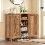 Shoe Cabinet with Double Barn Doors and Adjustable Shelves
