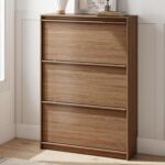 Narrow 3-Tier Shoe Cabinet with Adjustable Tilt-Out Compartments