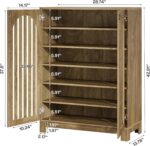 6-Tier Wooden Shoe Cabinet with Doors and Adjustable Shelves - Image 2